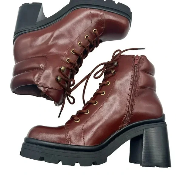 Jeffrey Campbell Hikes Block Heel Bootie In Brown. Sz: 8.5